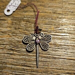 New Sterling Silver Amethyst Dragonfly Pendant